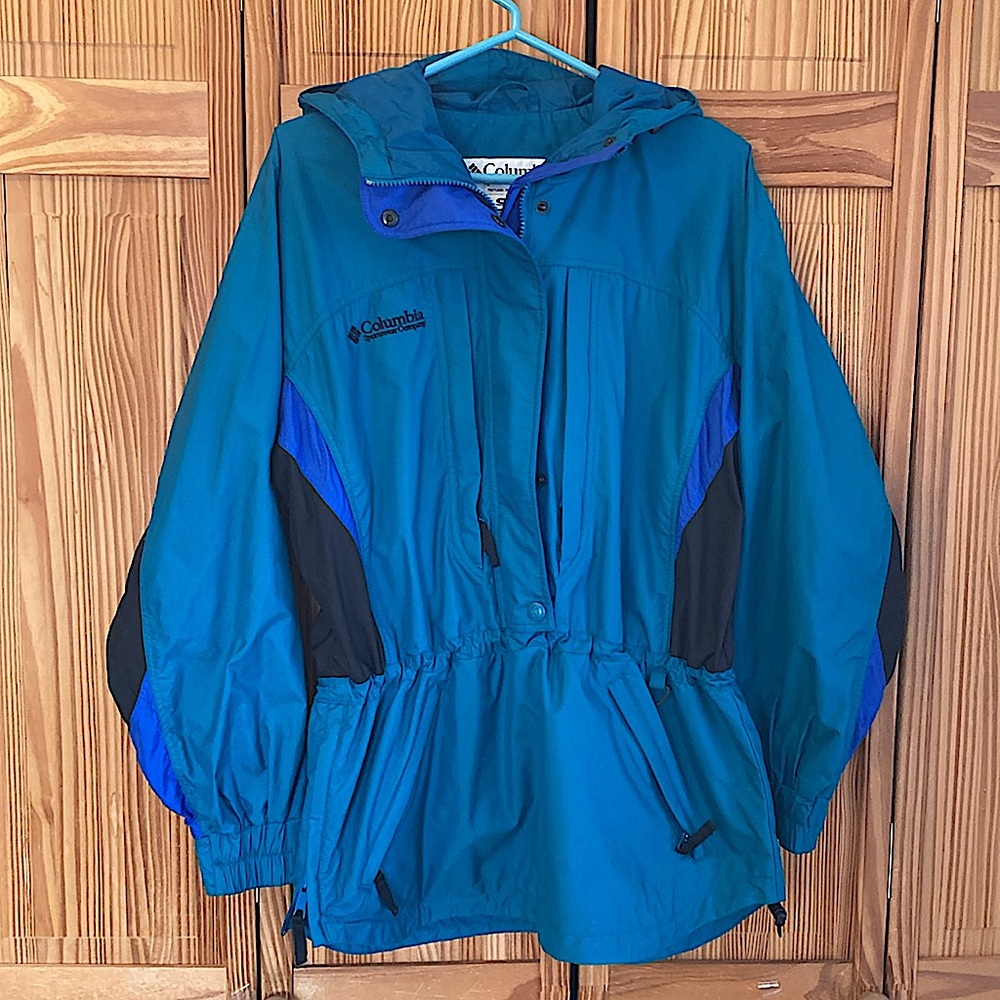 VINTAGE COLUMBIA 3/4 ZIP HOODED WINDBREAKER